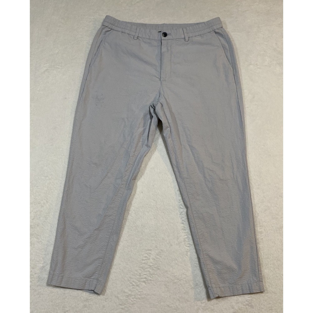 Banana Republic Pants Men 34x30(26) Gray Seersucker Athletic Fit Drawstring